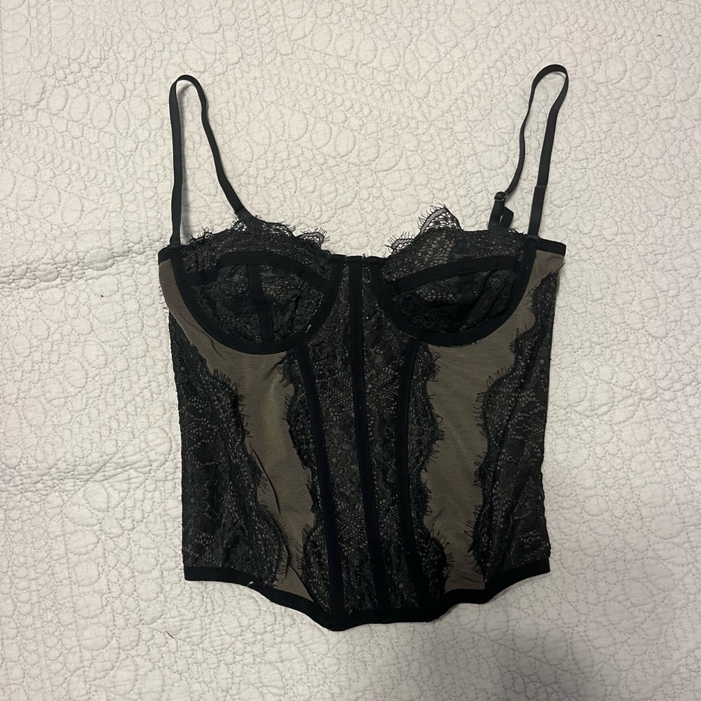 Urban Outfitters Black Lace Corset Top